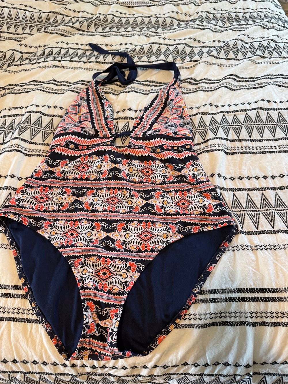 Kona Sol Navy and Coral Swimsuit